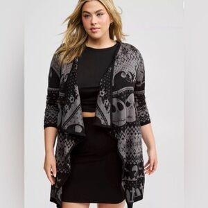 The Nightmare Before Christmas Jack Skellington Fair Isle Drape Front Cardigan